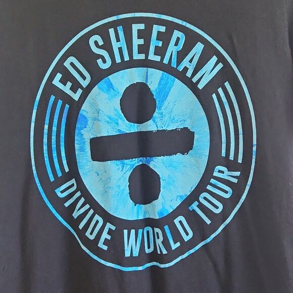 Ed Sheeran Divide World Tour Women's Black & Turquoise Blue T-shirt Tee Size Med - Picture 5 of 9
